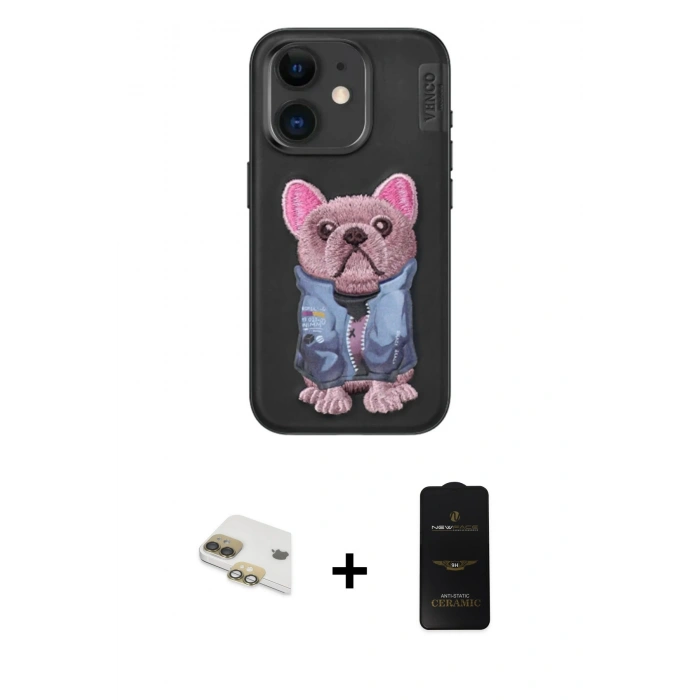 MARSİLYAN™- iPhone 11 Kılıf İz Minimal Koleksiyonu - Siyah 6D Antistatik Mat Seramik Hayalet Nano Ekran Koruyucu + Pers Alüminyum Kamera Lens - GD