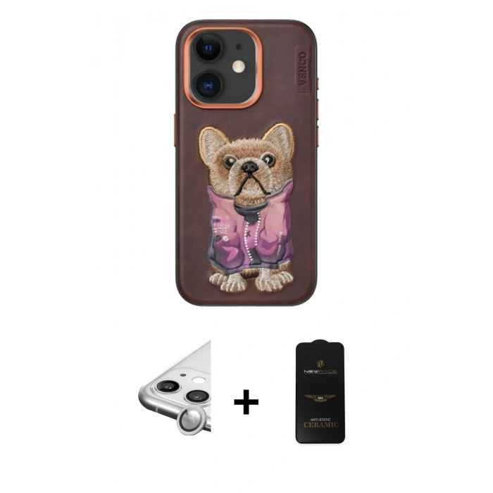 MARSİLYAN™- iPhone 11 Kılıf İz Minimal Koleksiyonu - Siyah 6D Antistatik Mat Seramik Hayalet Nano Ekran Koruyucu + Raze Metal Kamera Lens - GS