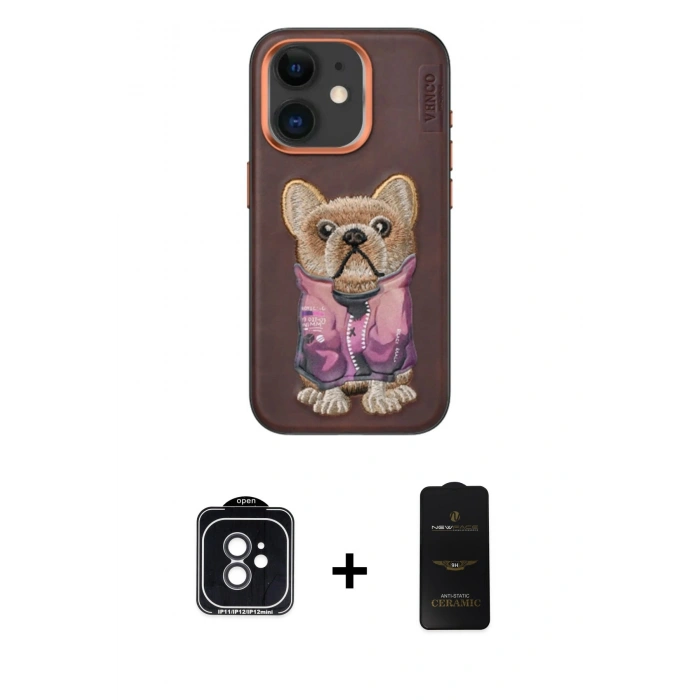 MARSİLYAN™- iPhone 11 Kılıf İz Minimal Koleksiyonu - Siyah 6D Antistatik Mat Seramik Hayalet Nano Ekran Koruyucu + PVD Metal Kamera Lens - SH
