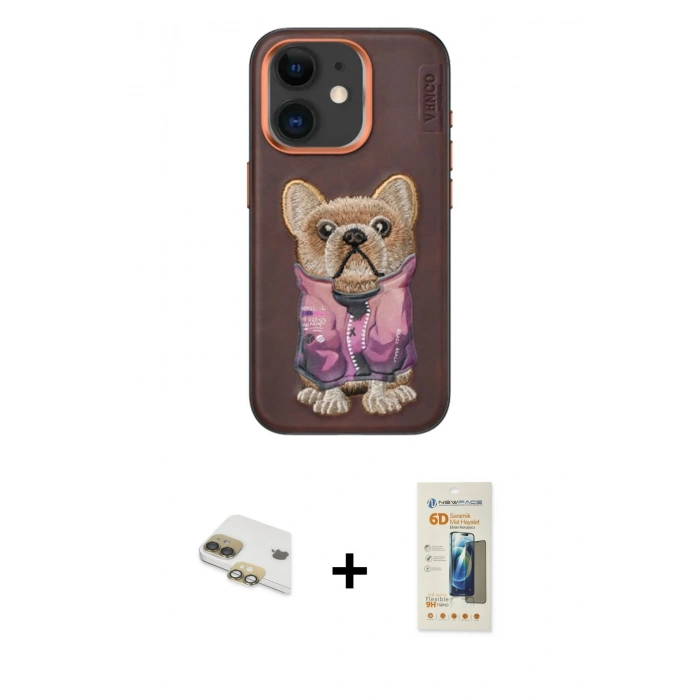 MARSİLYAN™- iPhone 11 Kılıf İz Minimal Koleksiyonu - Siyah 6D Mat Seramik Hayalet Nano Ekran Koruyucu + Pers Alüminyum Kamera Lens - GD