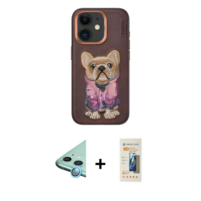 MARSİLYAN™- iPhone 11 Kılıf İz Minimal Koleksiyonu - Siyah 6D Mat Seramik Hayalet Nano Ekran Koruyucu + Raze Metal Kamera Lens - MI