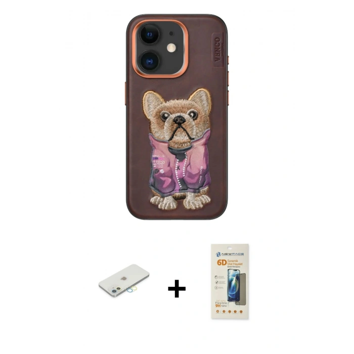 MARSİLYAN™- iPhone 11 Kılıf İz Minimal Koleksiyonu - Siyah 6D Mat Seramik Hayalet Nano Ekran Koruyucu + Renkli Kamera Lens Koruma Cam - SI