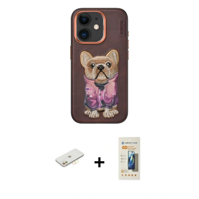 MARSİLYAN™- iPhone 11 Kılıf İz Minimal Koleksiyonu - Siyah 6D Mat Seramik Hayalet Nano Ekran Koruyucu + Renkli Kamera Lens Koruma Cam - SI