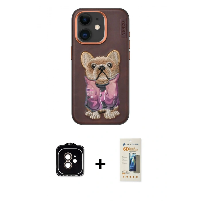 MARSİLYAN™- iPhone 11 Kılıf İz Minimal Koleksiyonu - Siyah 6D Mat Seramik Hayalet Nano Ekran Koruyucu + PVD Metal Kamera Lens - TU