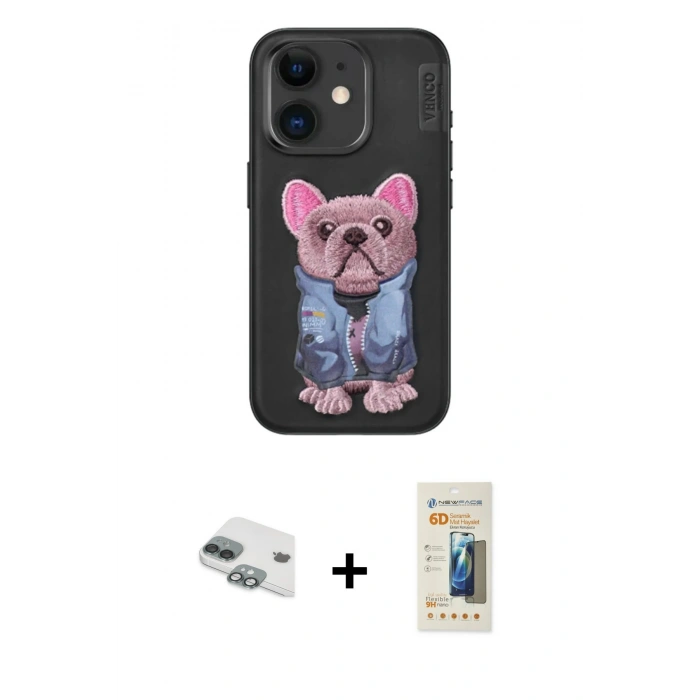 MARSİLYAN™- iPhone 11 Kılıf İz Minimal Koleksiyonu - Siyah 6D Mat Seramik Hayalet Nano Ekran Koruyucu + Pers Alüminyum Kamera Lens - YL