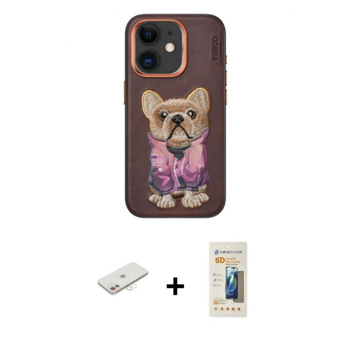 MARSİLYAN™- iPhone 11 Kılıf İz Minimal Koleksiyonu - Siyah 6D Mat Seramik Hayalet Nano Ekran Koruyucu + Renkli Kamera Lens Koruma Cam - YL