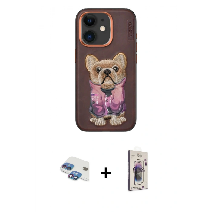 MARSİLYAN™- iPhone 11 Kılıf İz Minimal Koleksiyonu - Siyah Bilvis 3D Cam Ekran Koruyucu + Pers Alüminyum Kamera Lens - GI