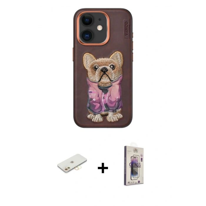 MARSİLYAN™- iPhone 11 Kılıf İz Minimal Koleksiyonu - Siyah Bilvis 3D Cam Ekran Koruyucu + Renkli Kamera Lens Koruma Cam - SI