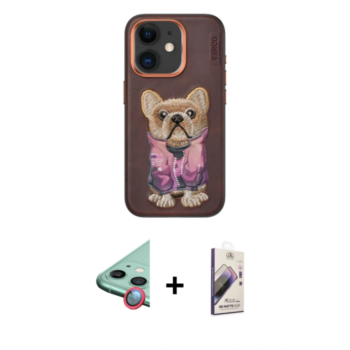 MARSİLYAN™- iPhone 11 Kılıf İz Minimal Koleksiyonu - Siyah Bilvis 3D Mat Cam Ekran Koruyucu + Raze Metal Kamera Lens - KI