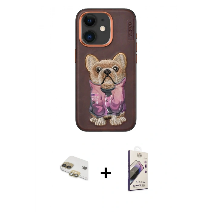 MARSİLYAN™- iPhone 11 Kılıf İz Minimal Koleksiyonu - Siyah Bilvis 3D Mat Cam Ekran Koruyucu + Pers Alüminyum Kamera Lens - GD