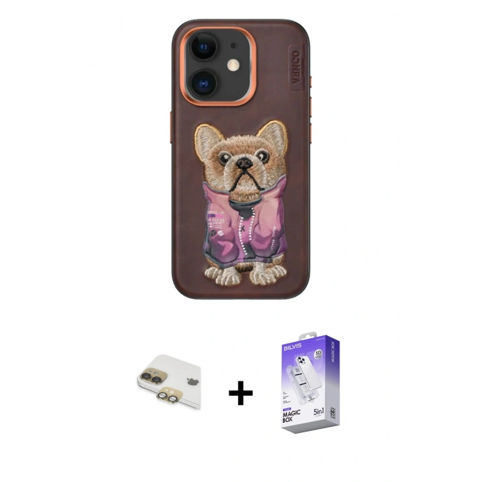 MARSİLYAN™- iPhone 11 Kılıf İz Minimal Koleksiyonu - Siyah Bilvis 5in1 3D Magic Cam Ekran Koruyucu + Gold Pers Alüminyum Kamera Lens