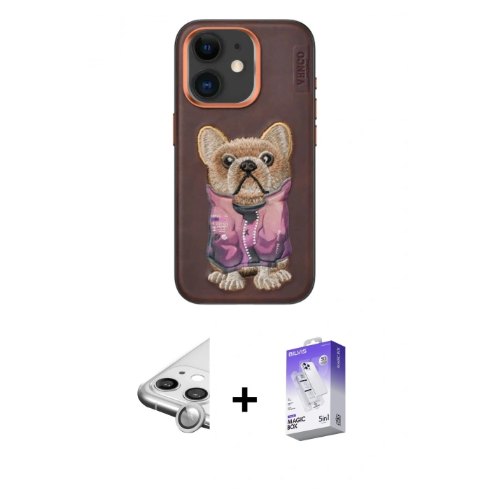 MARSİLYAN™- iPhone 11 Kılıf İz Minimal Koleksiyonu - Siyah Bilvis 5in1 3D Magic Cam Ekran Koruyucu + Raze Metal Kamera Lens - GS