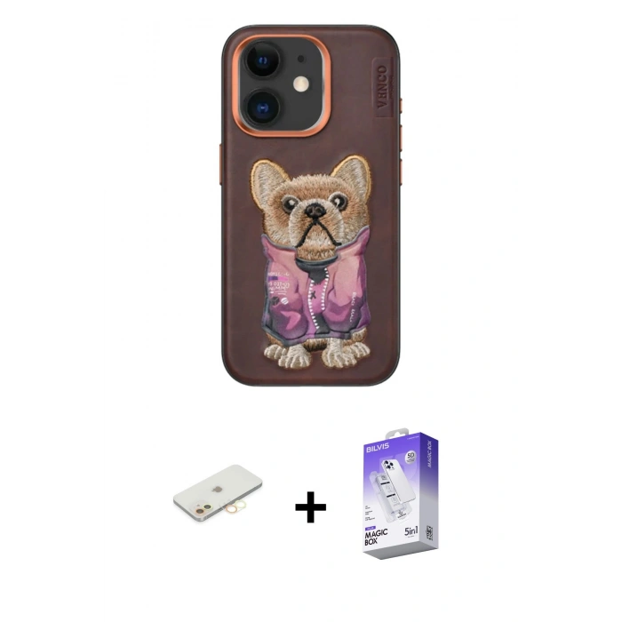 MARSİLYAN™- iPhone 11 Kılıf İz Minimal Koleksiyonu - Siyah Bilvis 5in1 3D Magic Cam Ekran Koruyucu + Renkli Kamera Lens Koruma Cam - SI