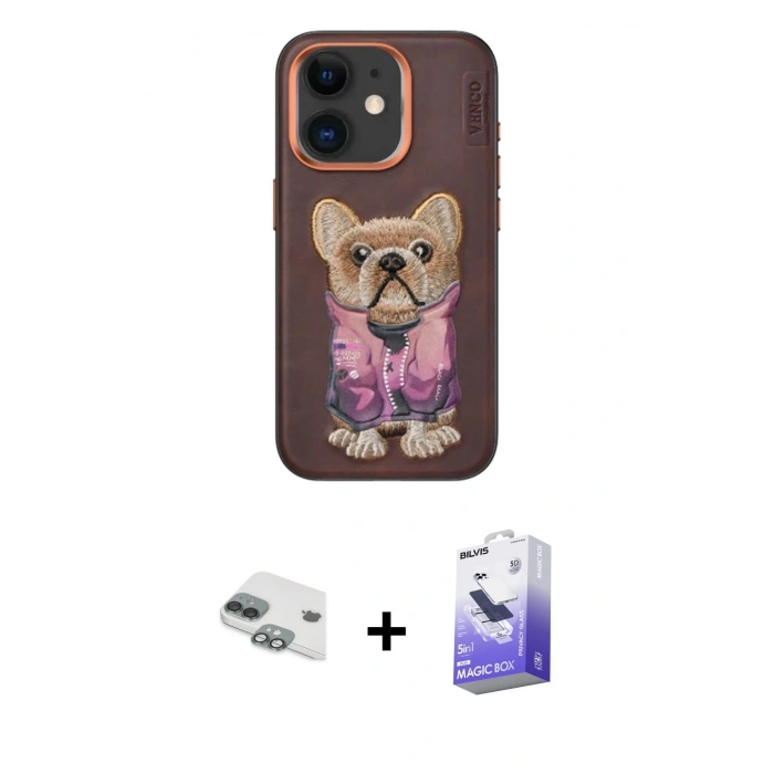 MARSİLYAN™- iPhone 11 Kılıf İz Minimal Koleksiyonu - Siyah Bilvis 5in1 5D Magic Hayalet Cam Ekran Koruyucu + Pers Alüminyum Kamera Lens - YL