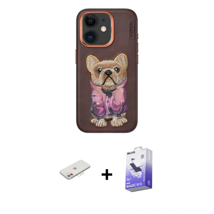 MARSİLYAN™- iPhone 11 Kılıf İz Minimal Koleksiyonu - Siyah Bilvis 5in1 5D Magic Hayalet Cam Ekran Koruyucu + Renkli Kamera Lens Koruma Cam - PE