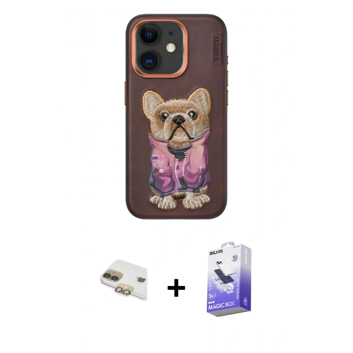 MARSİLYAN™- iPhone 11 Kılıf İz Minimal Koleksiyonu - Siyah Bilvis 5in1 5D Magic Hayalet Cam Ekran Koruyucu + Pers Alüminyum Kamera Lens - GD