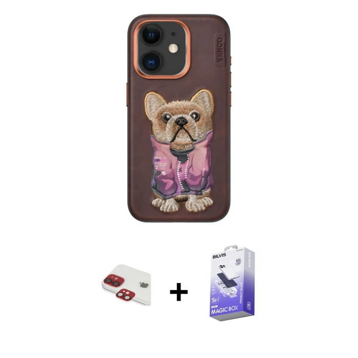 MARSİLYAN™- iPhone 11 Kılıf İz Minimal Koleksiyonu - Siyah Bilvis 5in1 5D Magic Hayalet Cam Ekran Koruyucu + Pers Alüminyum Kamera Lens - KI