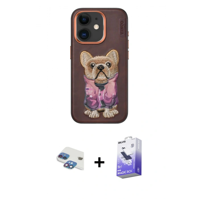 MARSİLYAN™- iPhone 11 Kılıf İz Minimal Koleksiyonu - Siyah Bilvis 5in1 5D Magic Hayalet Cam Ekran Koruyucu + Pers Alüminyum Kamera Lens - GI
