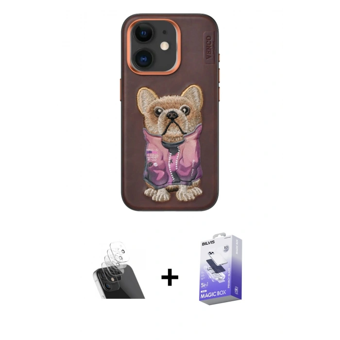 MARSİLYAN™- iPhone 11 Kılıf İz Minimal Koleksiyonu - Siyah Bilvis 5in1 5D Magic Hayalet Cam Ekran Koruyucu + Kamera Lens Koruma Cam - SF