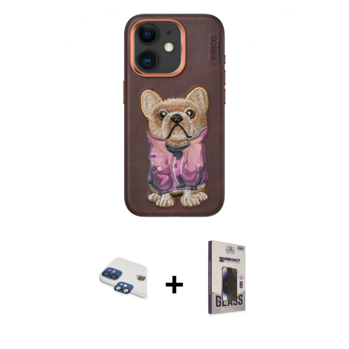 MARSİLYAN™- iPhone 11 Kılıf İz Minimal Koleksiyonu - Siyah Bilvis Hayalet Cam Ekran Koruyucu + Pers Alüminyum Kamera Lens - LT