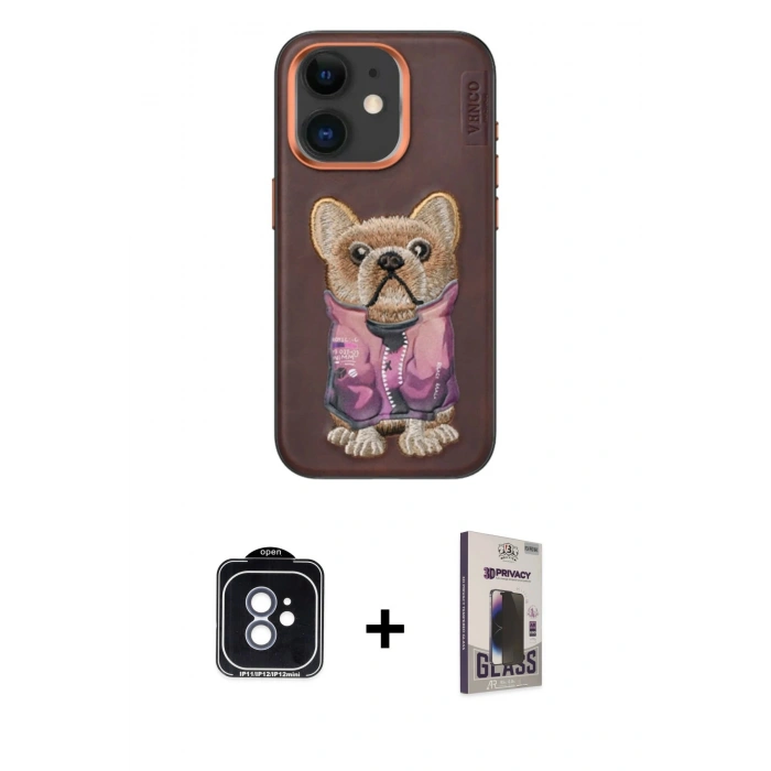 MARSİLYAN™- iPhone 11 Kılıf İz Minimal Koleksiyonu - Siyah Bilvis Hayalet Cam Ekran Koruyucu + PVD Metal Kamera Lens - MI