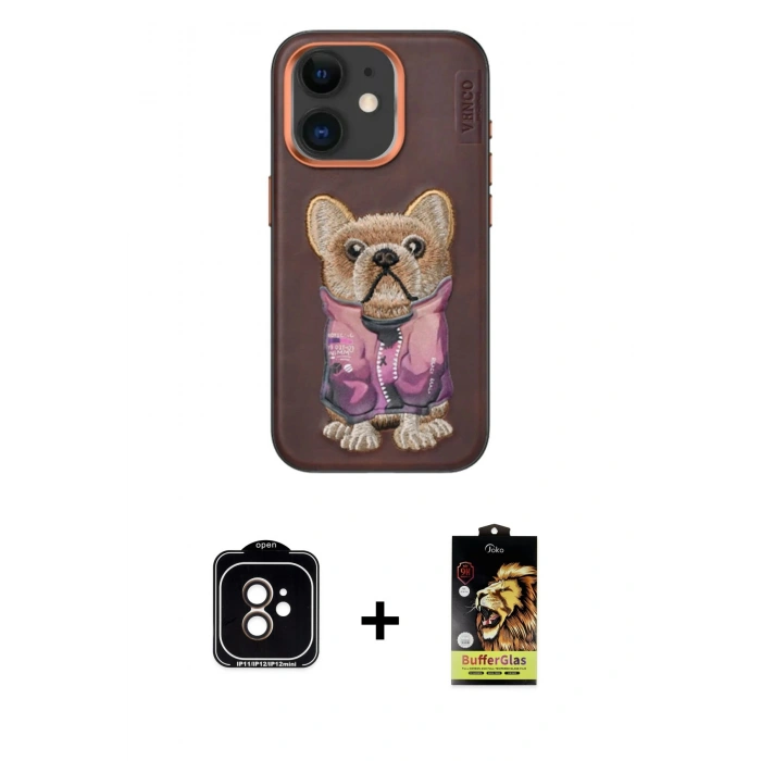 MARSİLYAN™- iPhone 11 Kılıf İz Minimal Koleksiyonu - Siyah Buffer Cam Ekran Koruyucu + PVD Metal Kamera Lens - TU