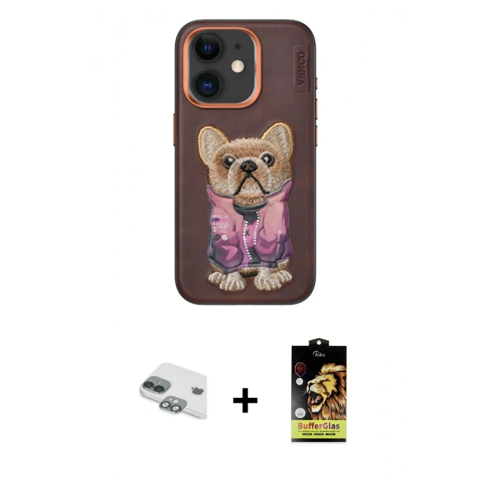 MARSİLYAN™- iPhone 11 Kılıf İz Minimal Koleksiyonu - Siyah Buffer Cam Ekran Koruyucu + Pers Alüminyum Kamera Lens - YL