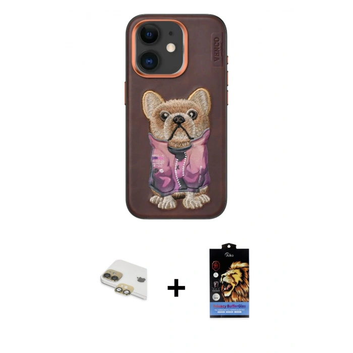 MARSİLYAN™- iPhone 11 Kılıf İz Minimal Koleksiyonu - Siyah Buffer Hayalet Cam Ekran Koruyucu + Gold Pers Alüminyum Kamera Lens