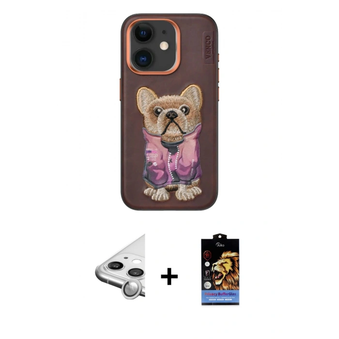 MARSİLYAN™- iPhone 11 Kılıf İz Minimal Koleksiyonu - Siyah Buffer Hayalet Cam Ekran Koruyucu + Raze Metal Kamera Lens - GS