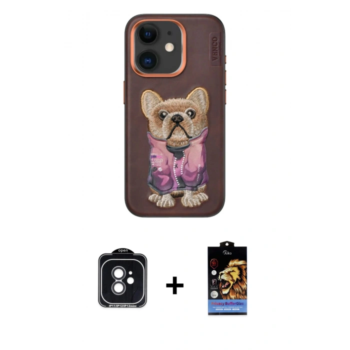MARSİLYAN™- iPhone 11 Kılıf İz Minimal Koleksiyonu - Siyah Buffer Hayalet Cam Ekran Koruyucu + PVD Metal Kamera Lens - SH