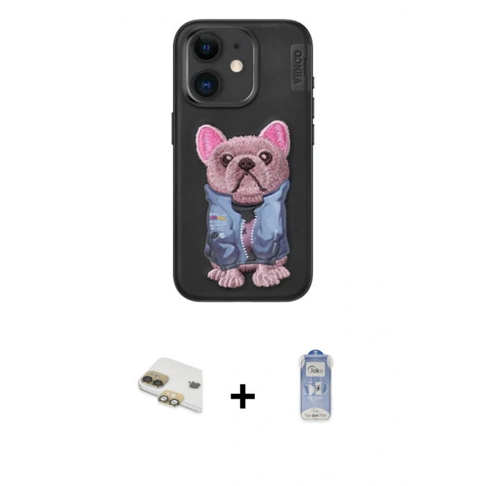 MARSİLYAN™- iPhone 11 Kılıf İz Minimal Koleksiyonu - Siyah Joko Magic 5D Cam + Pers Alüminyum Kamera Lens - GD