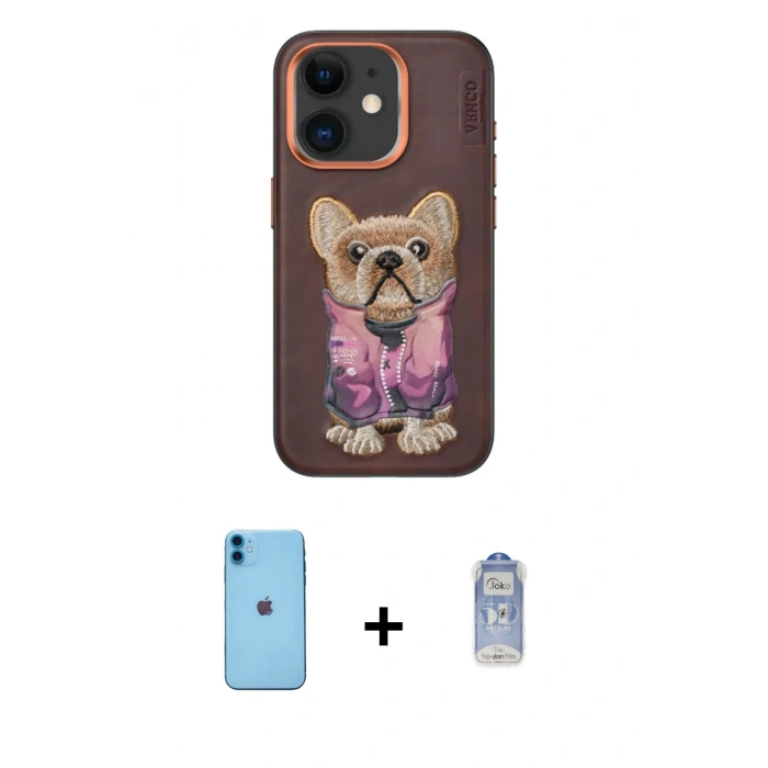 MARSİLYAN™- iPhone 11 Kılıf İz Minimal Koleksiyonu - Siyah Joko Magic 5D Cam + Neon Fosforlu Kamera Lens - MI