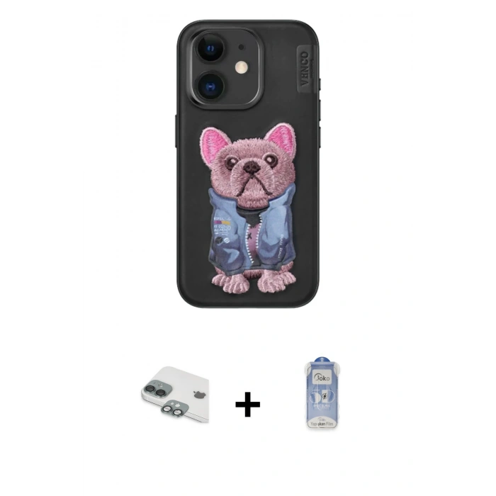 MARSİLYAN™- iPhone 11 Kılıf İz Minimal Koleksiyonu - Siyah Joko Magic 5D Cam + Pers Alüminyum Kamera Lens - YL