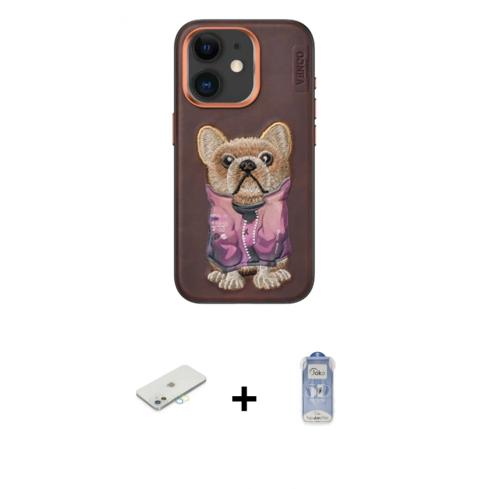 MARSİLYAN™- iPhone 11 Kılıf İz Minimal Koleksiyonu - Siyah Joko Magic 5D Cam + Sarı Renkli Kamera Lens Koruma Cam