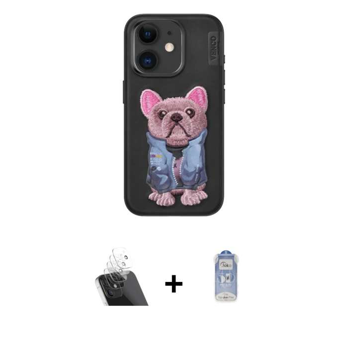MARSİLYAN™- iPhone 11 Kılıf İz Minimal Koleksiyonu - Siyah Joko Magic 5D Cam + Şeffaf Kamera Lens Koruma Cam