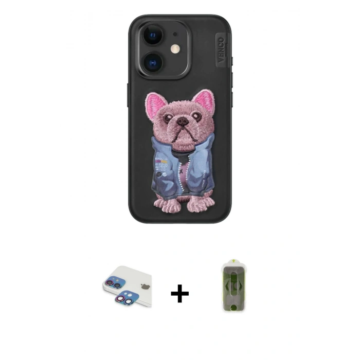 MARSİLYAN™- iPhone 11 Kılıf İz Minimal Koleksiyonu - Siyah Joko Magic 5D Hayalet Cam + Pers Alüminyum Kamera Lens - GI