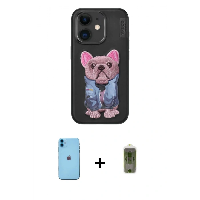 MARSİLYAN™- iPhone 11 Kılıf İz Minimal Koleksiyonu - Siyah Joko Magic 5D Hayalet Cam + Neon Fosforlu Kamera Lens - MI