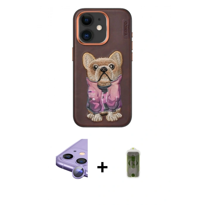 MARSİLYAN™- iPhone 11 Kılıf İz Minimal Koleksiyonu - Siyah Joko Magic 5D Hayalet Cam + Raze Metal Kamera Lens - MR