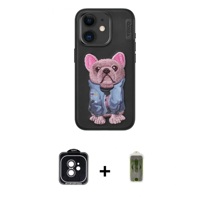MARSİLYAN™- iPhone 11 Kılıf İz Minimal Koleksiyonu - Siyah Joko Magic 5D Hayalet Cam + PVD Metal Kamera Lens - SH