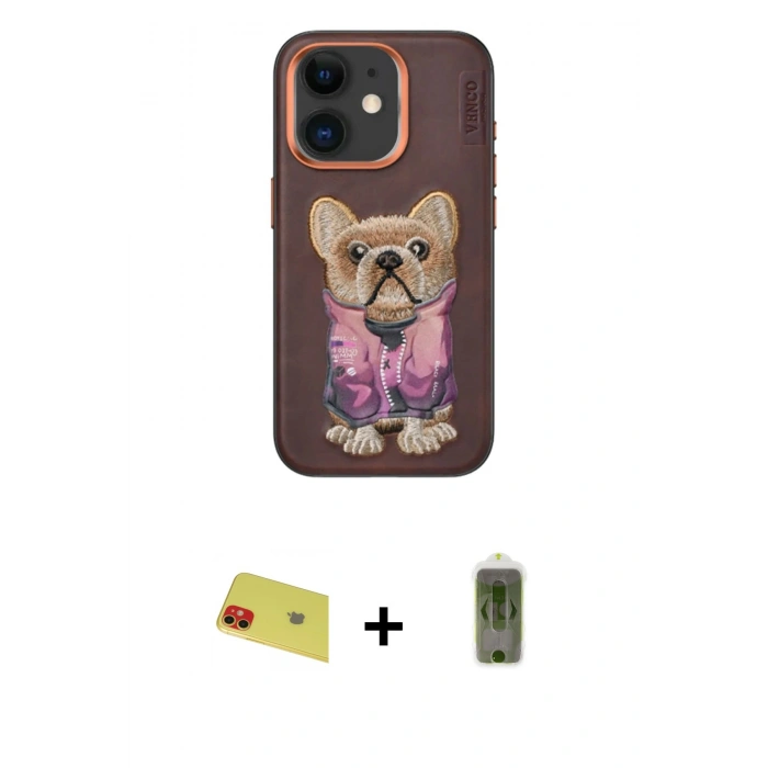 MARSİLYAN™- iPhone 11 Kılıf İz Minimal Koleksiyonu - Siyah Joko Magic 5D Hayalet Cam + Rainbow Kamera Lens Koruma Cam - KI