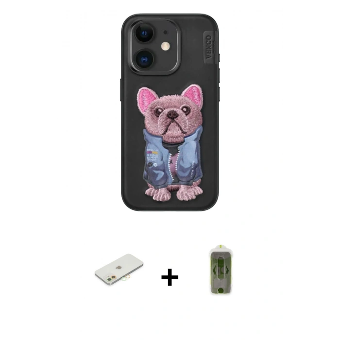 MARSİLYAN™- iPhone 11 Kılıf İz Minimal Koleksiyonu - Siyah Joko Magic 5D Hayalet Cam + Renkli Kamera Lens Koruma Cam - TU