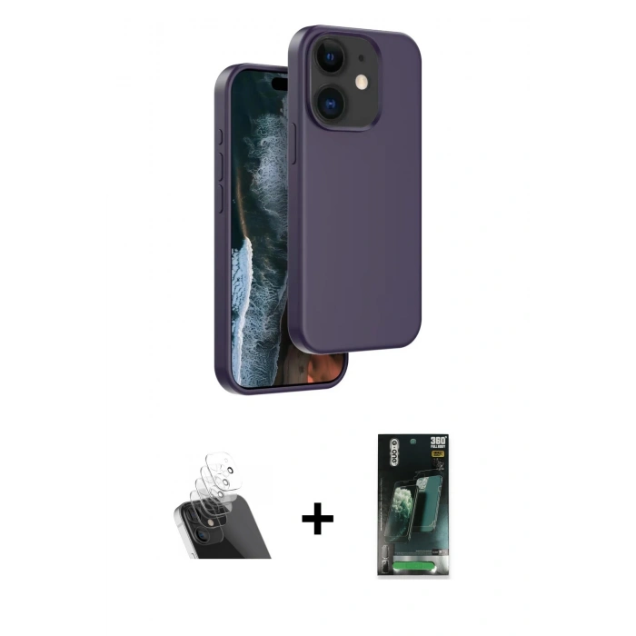 MARSİLYAN™- iPhone 11 Kılıf Kıvılcım Çizgi Serisi - Şeffaf 360 Full Body Arka Koruyucu + Kamera Lens Koruma Cam - SF