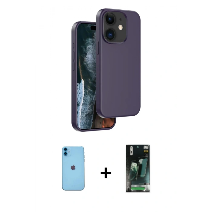 MARSİLYAN™- iPhone 11 Kılıf Kıvılcım Çizgi Serisi - Şeffaf 360 Full Body Arka Koruyucu + Neon Fosforlu Kamera Lens - MI