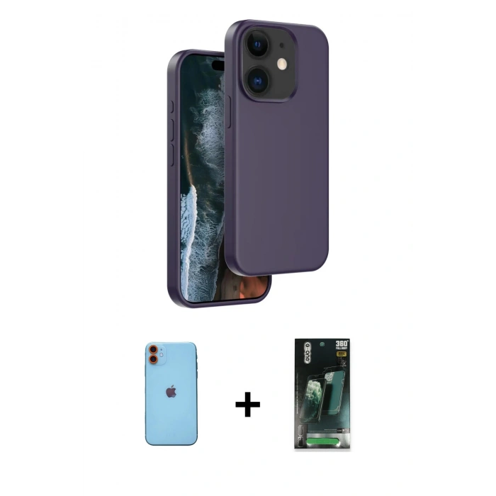 MARSİLYAN™- iPhone 11 Kılıf Kıvılcım Çizgi Serisi - Şeffaf 360 Full Body Arka Koruyucu + Neon Fosforlu Kamera Lens - TU