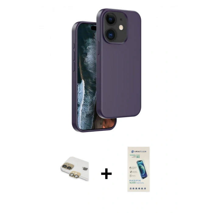MARSİLYAN™- iPhone 11 Kılıf Kıvılcım Çizgi Serisi - Şeffaf Pasifik Cam Ekran Koruyucu + Pers Alüminyum Kamera Lens - GD