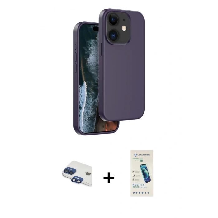 MARSİLYAN™- iPhone 11 Kılıf Kıvılcım Çizgi Serisi - Şeffaf Pasifik Cam Ekran Koruyucu + Pers Alüminyum Kamera Lens - LT