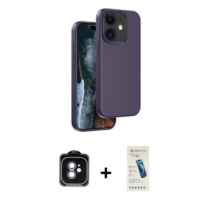 MARSİLYAN™- iPhone 11 Kılıf Kıvılcım Çizgi Serisi - Şeffaf Pasifik Cam Ekran Koruyucu + PVD Metal Kamera Lens - YL