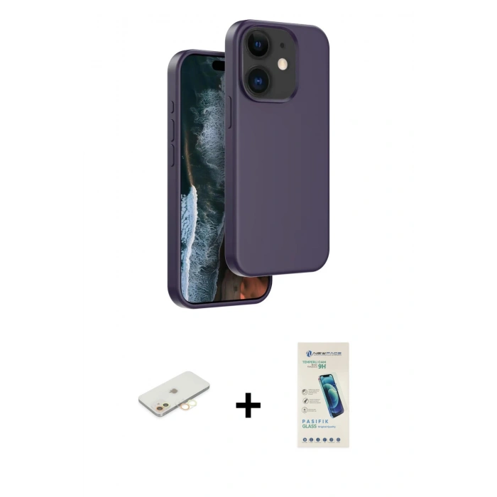MARSİLYAN™- iPhone 11 Kılıf Kıvılcım Çizgi Serisi - Şeffaf Pasifik Cam Ekran Koruyucu + Renkli Kamera Lens Koruma Cam - SI