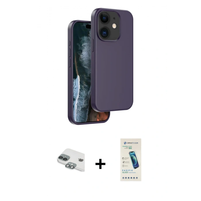 MARSİLYAN™- iPhone 11 Kılıf Kıvılcım Çizgi Serisi - Şeffaf Pasifik Cam Ekran Koruyucu + Pers Alüminyum Kamera Lens - YL