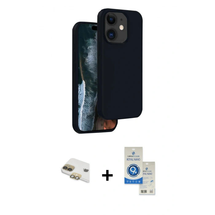 MARSİLYAN™- iPhone 11 Kılıf Kıvılcım Çizgi Serisi - Şeffaf Royal Nano Ekran Koruyucu + Pers Alüminyum Kamera Lens - GD